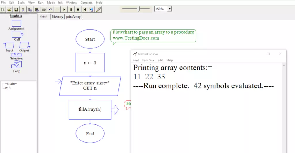 How to pass an array in Raptor Flowchart | TestingDocs.com