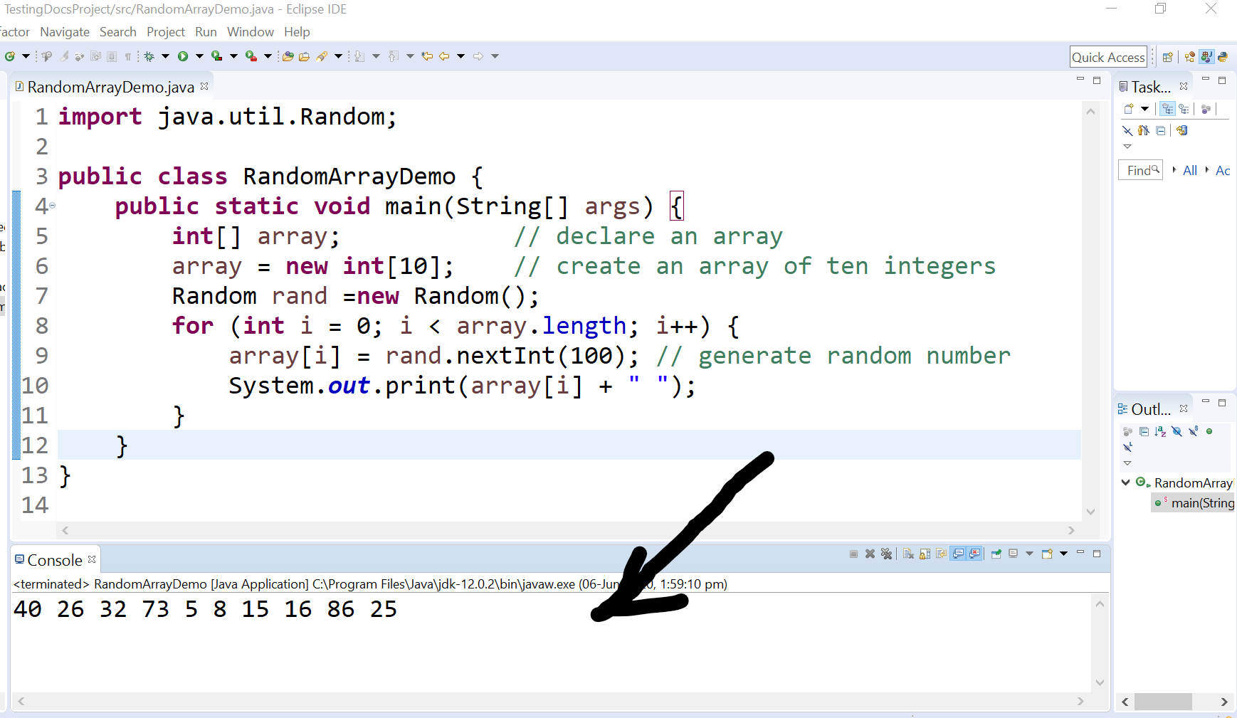 Create an array with random values in a java program - TestingDocs.com