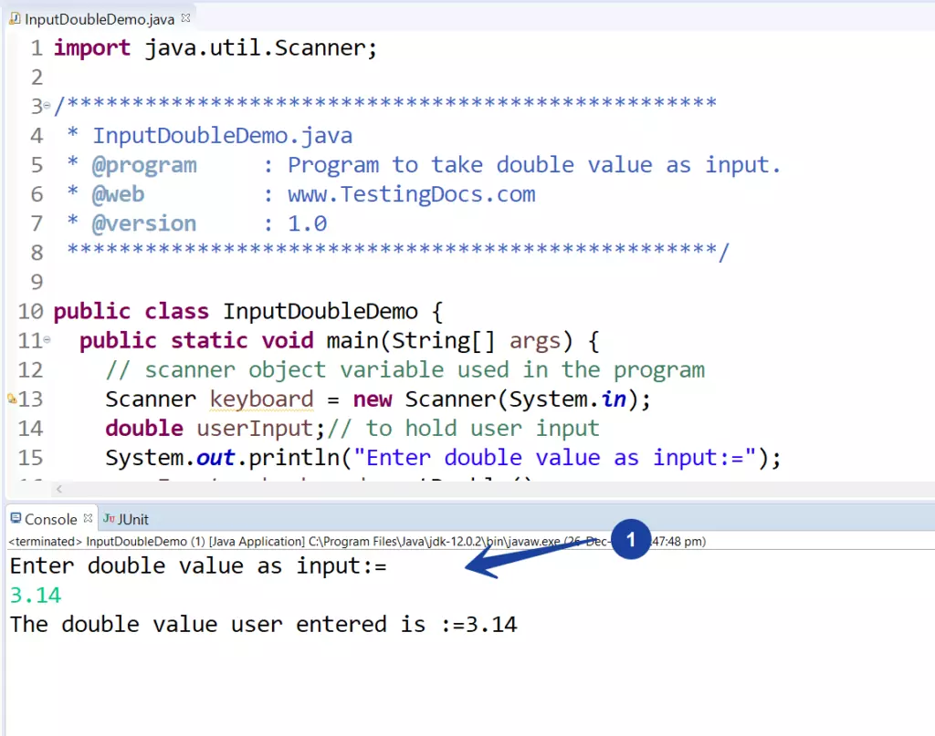 Java program to read a double value