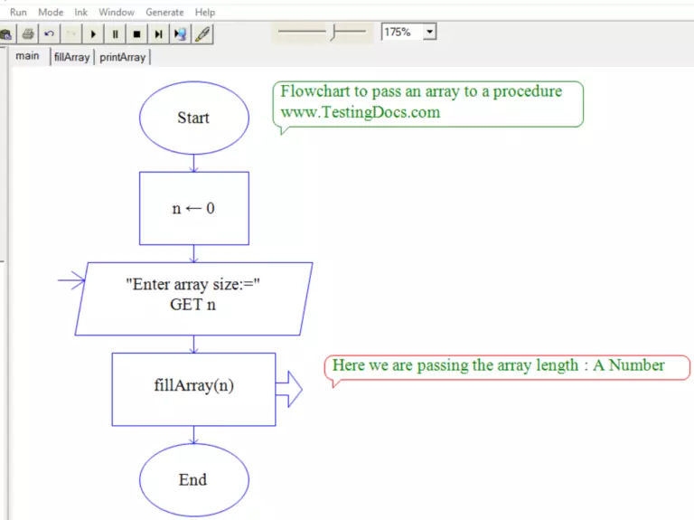 How to pass an array in Raptor Flowchart | TestingDocs.com