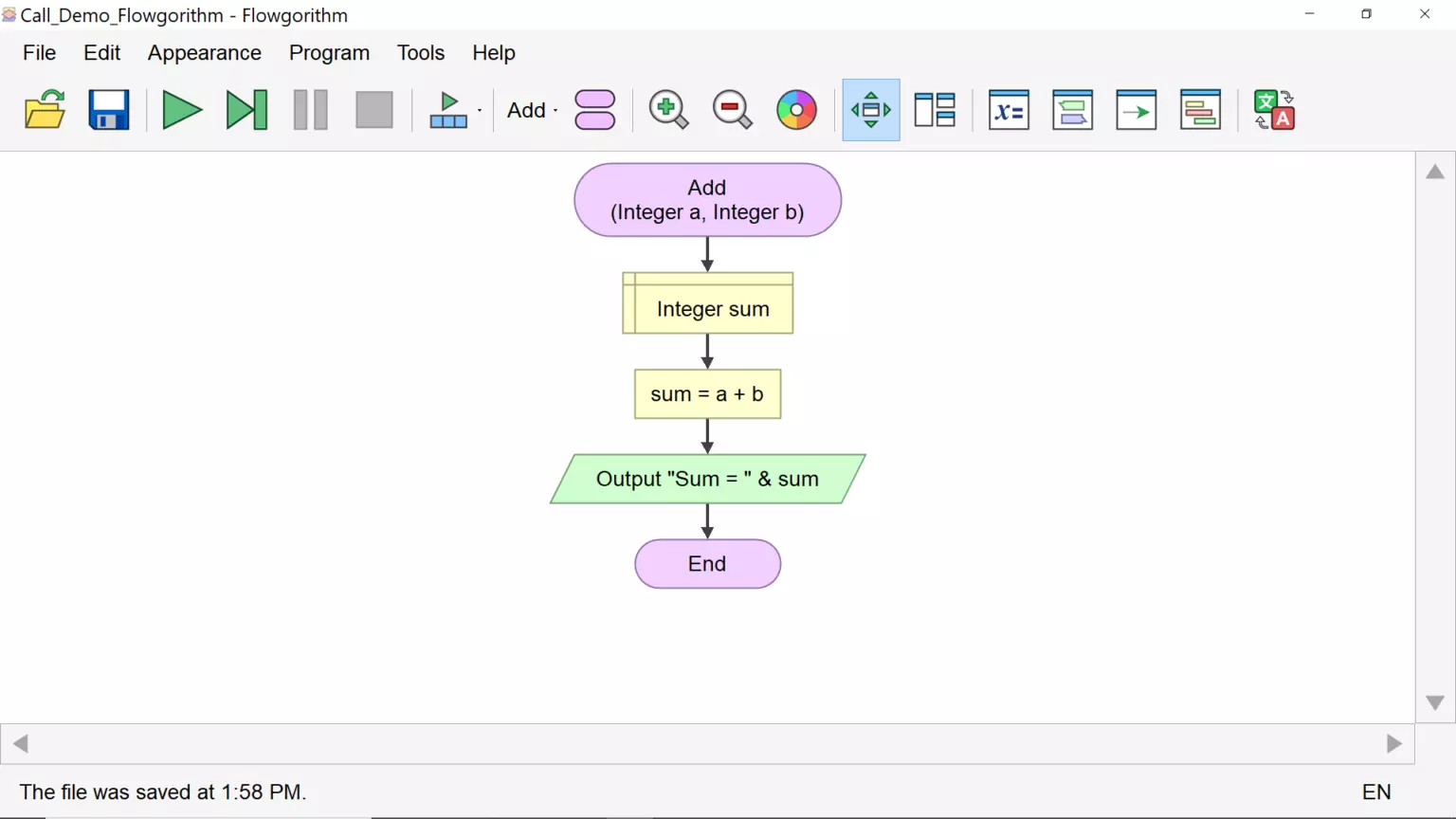 Flowgorithm Call Statement - TestingDocs.com