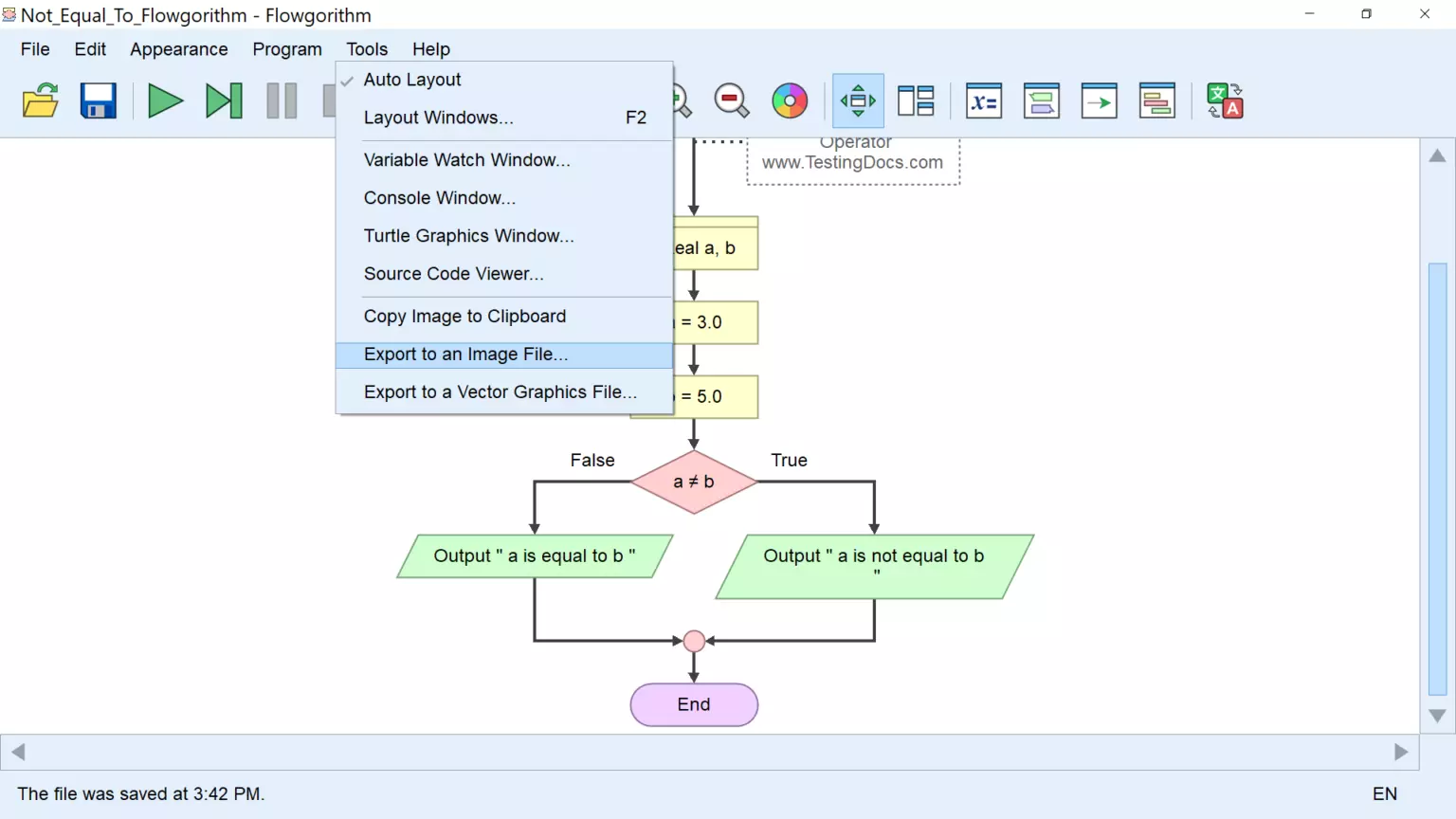 Export Flowgorithm Flowchart - TestingDocs.com