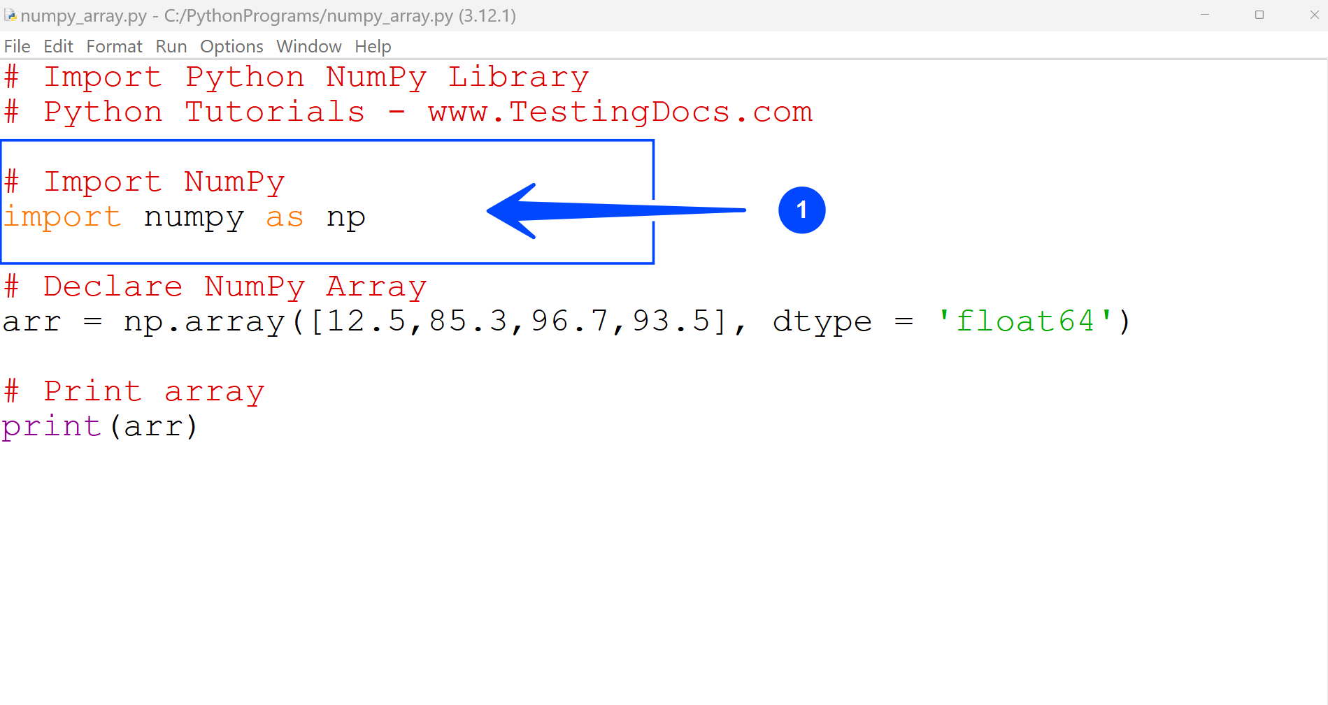 Import Python NumPy Library