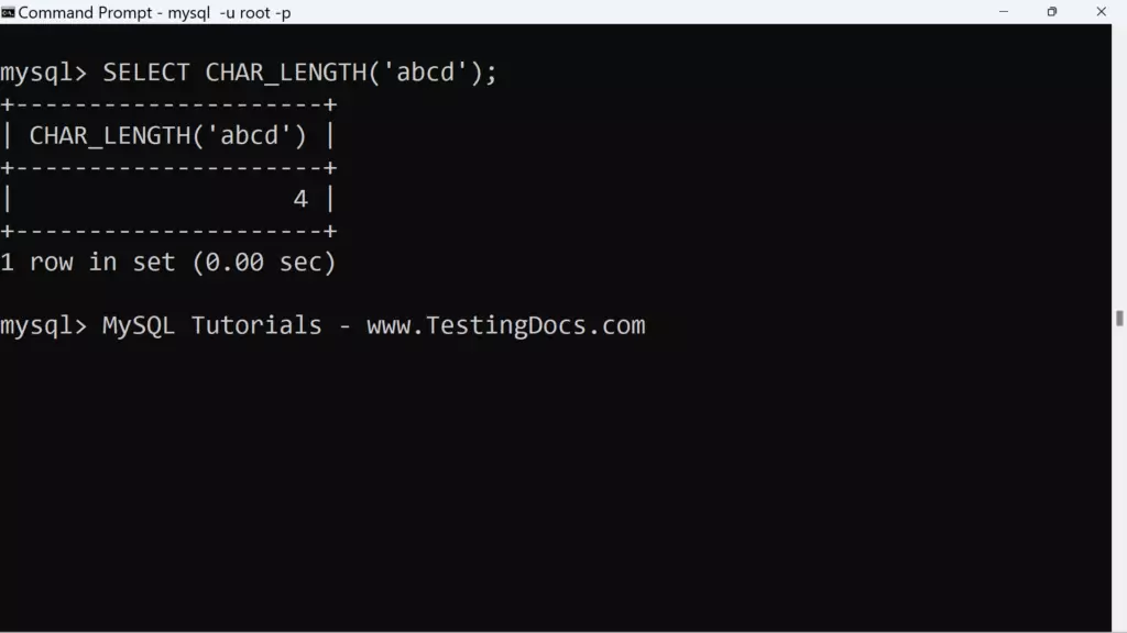 Char Length Function In Mysql