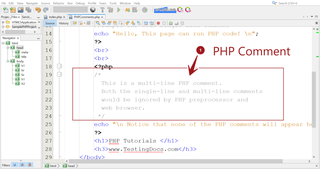 php comment section code