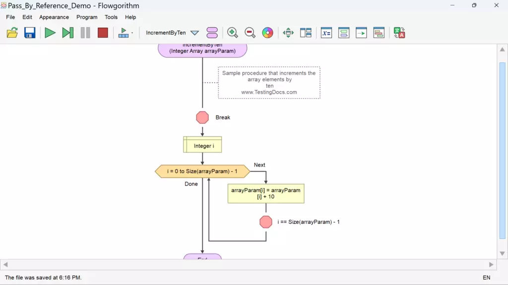 Flowgorithm Pass By Reference Example - TestingDocs.com