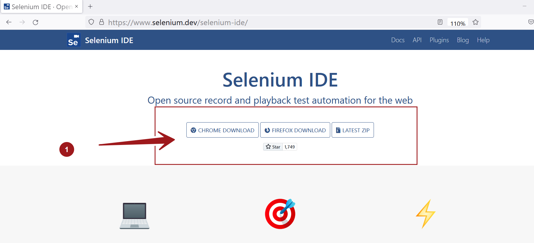 Selenium IDE Downloads links