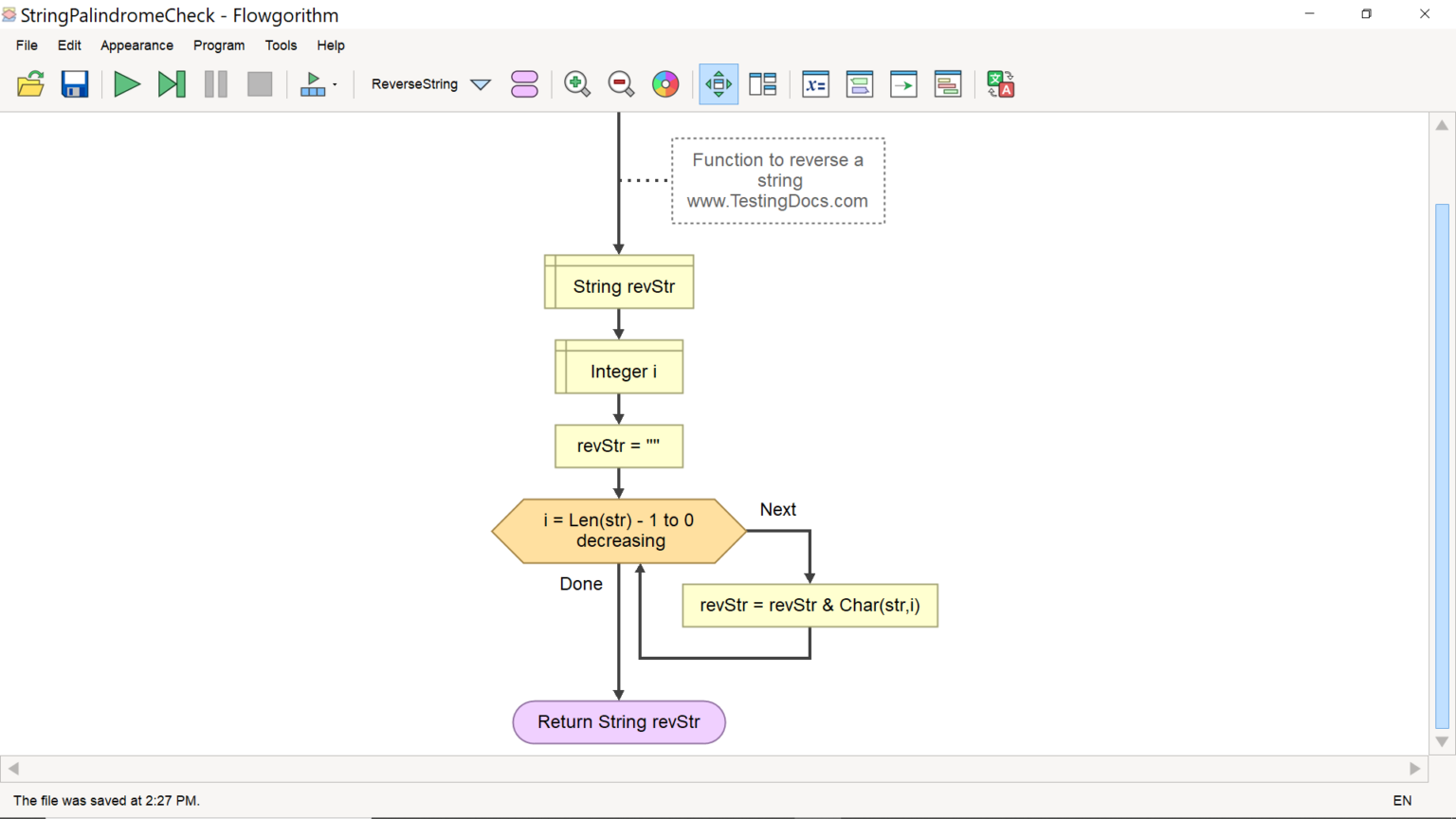 Palindrome String Flowchart [ 2024 ] - TestingDocs.com