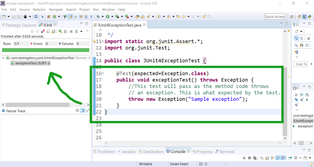 Testing exceptions in JUnit